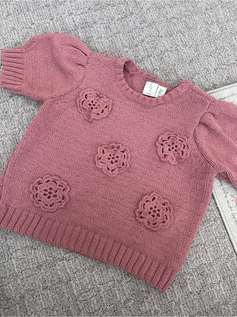 Women’s mauve pink Flower Knit Sweater